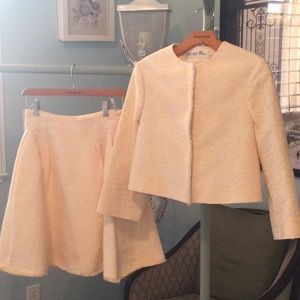Christian Dior Yellow and White Skirt Suit